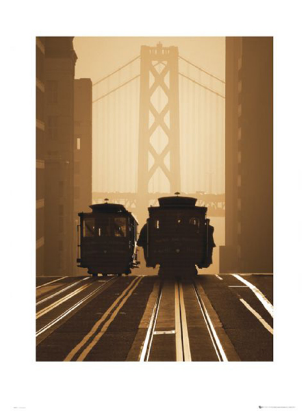 San Francisco  - Kunstdruck - 2 Straßenbahnen