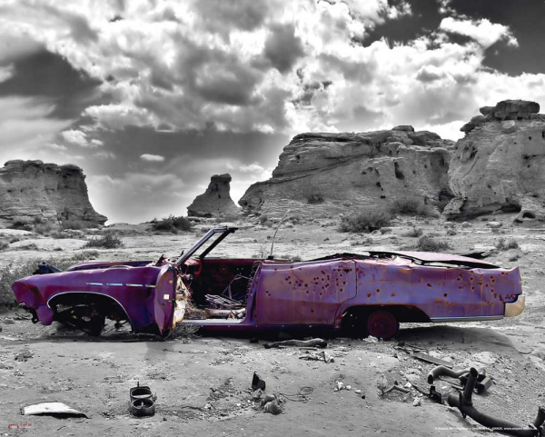 Wrecked Cadillac - Mini-Poster - Colourlight