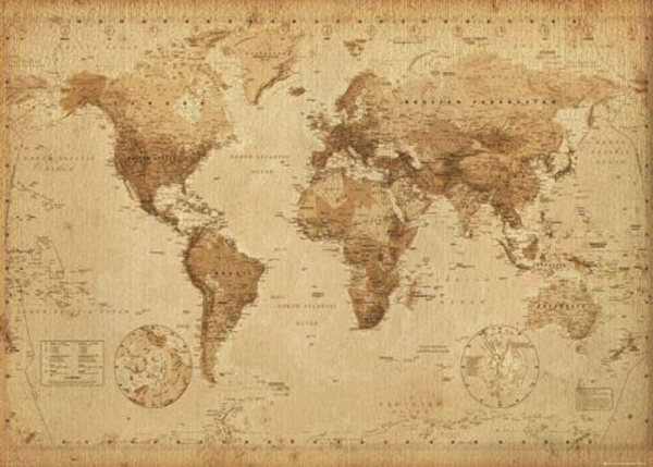 Landkarten World Map - Mini-Poster - antique style