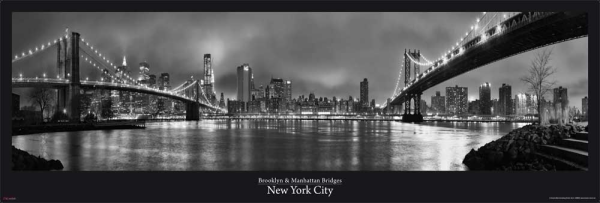 New York - Slim-Poster - Manhattan & Brooklyn Bridge
