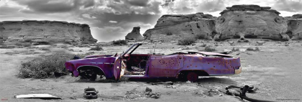 Wrecked Cadillac - Slim-Poster - Colourlight