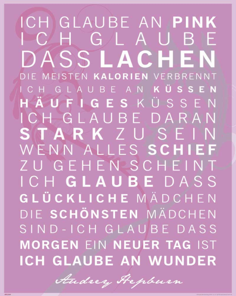 Motivational - Mini-Poster - Ich glaube an Pink