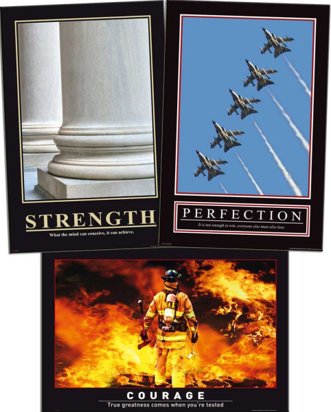 Motivational Büro Set 2 - Poster 3er Set - Strength, Perfection, Courage