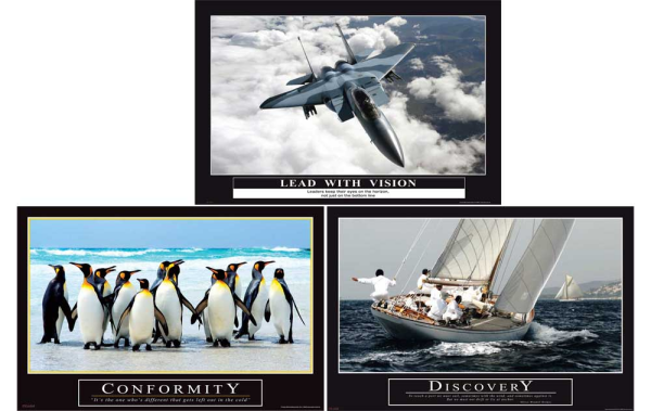 Motivational Büro Set 3 - Poster 3er Set - Discovery Conformity Lead