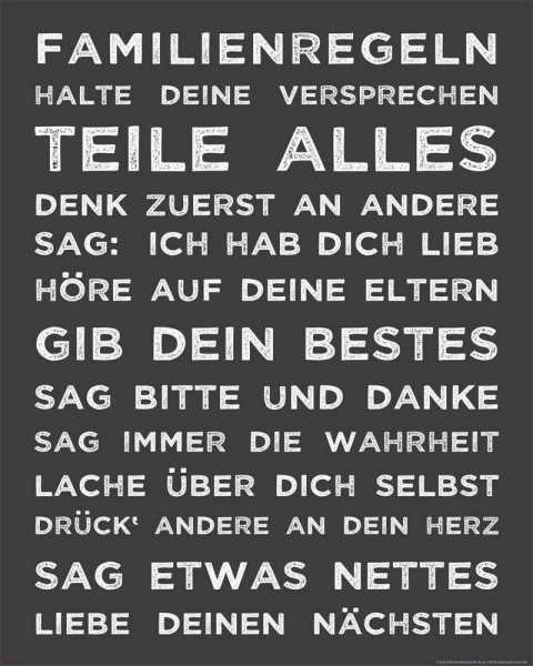 Motivational - Mini-Poster - Familienregeln