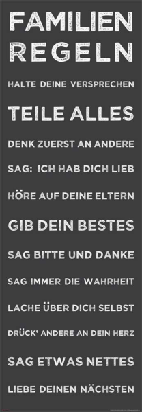 Motivational - Slim-Poster - Familienregeln