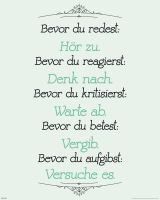 Motivational - Mini-Poster - Bevor du redest, Hör zu