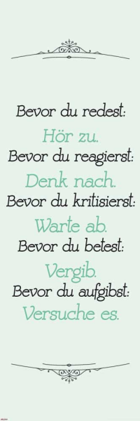 Motivational - Slim-Poster - Bevor du redest, Hör zu