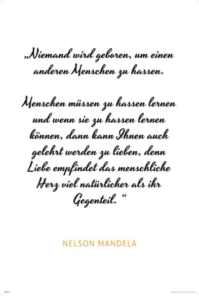 Motivational - Kunstdruck - Mandela - Hass, Liebe