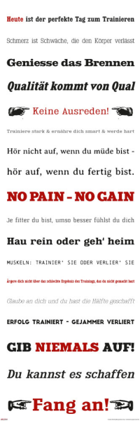 Motivational - Slim-Poster - GYM Training - Keine Ausreden! Weiß