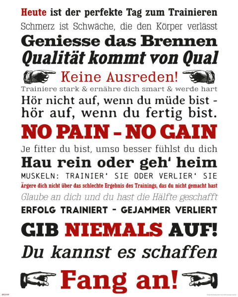 Motivational - Mini-Poster - GYM Training - Keine Ausreden! Weiß