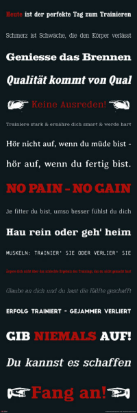 Motivational - Slim-Poster - GYM Training - Keine Ausreden! Schwarz