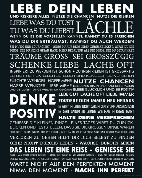Motivational - Mini-Poster - Lebe Dein Leben - schwarz