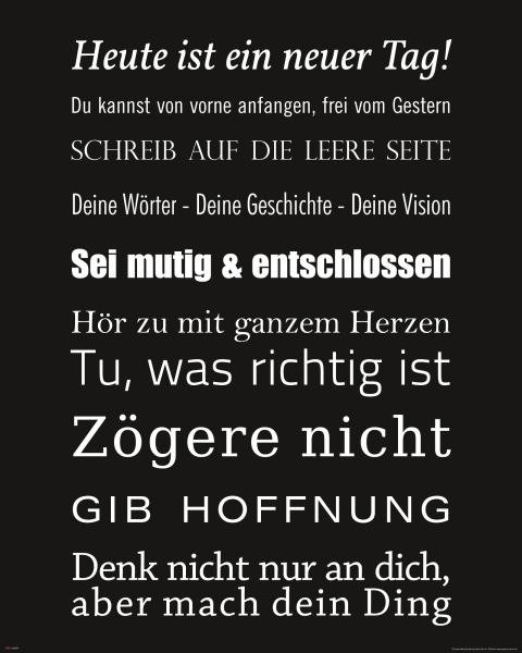 Heute ist ein neuer Tag - Mini-Poster - Schwarz