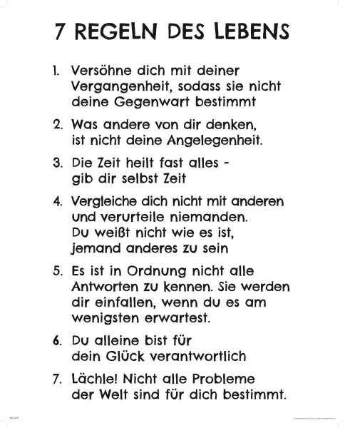 7 Regeln des Lebens - Mini-Poster - Weiß