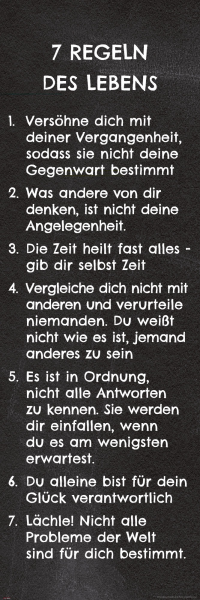 7 Regeln des Lebens - Slim-Poster - Schwarz