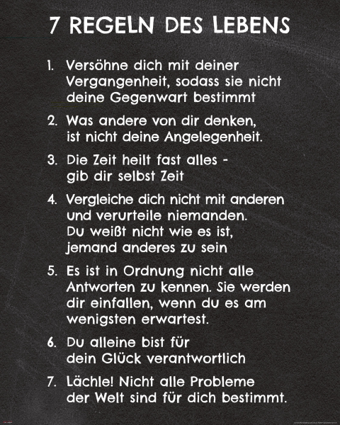 7 Regeln des Lebens - Mini-Poster - Schwarz