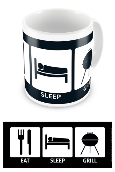 Eat, Sleep - Lizenz Tassen - Grill Tasse