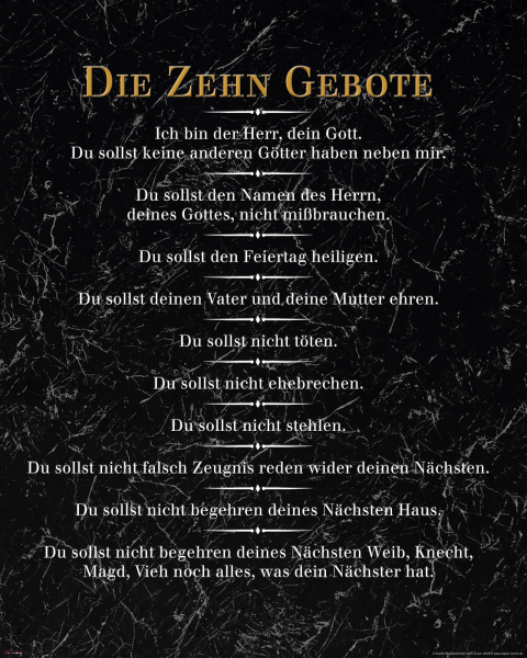Die 10 Gebote - Mini-Poster - Schwarz