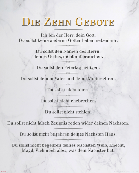 Die 10 Gebote - Mini-Poster - Weiß