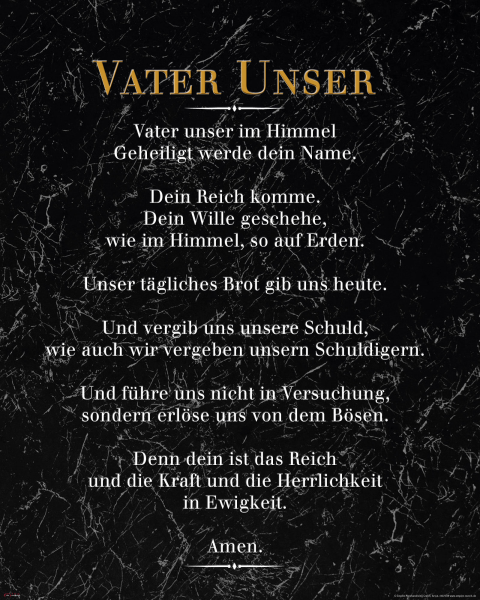 Vater Unser - Mini-Poster - Schwarzer Marmor