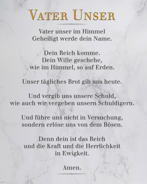 Vater Unser - Mini-Poster - Weißer Marmor