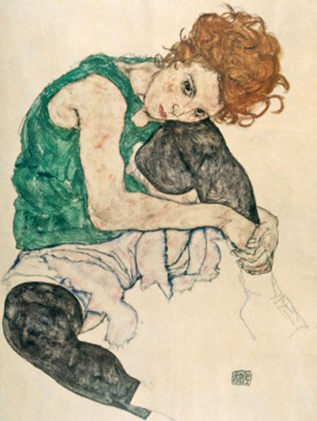 Schiele, Egon - Kunstdruck - Sitzende Frau mit hochgezogenem Knie