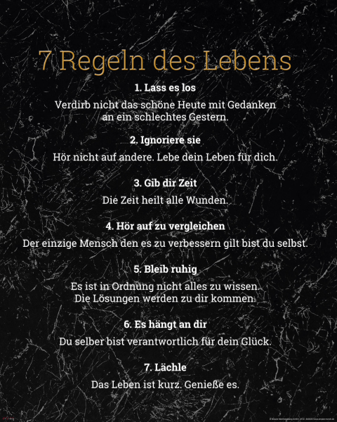 7 Regeln des Lebens - Mini-Poster - Schwarz Version 2