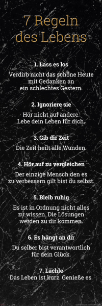 7 Regeln des Lebens - Slim-Poster - Schwarz Version 2