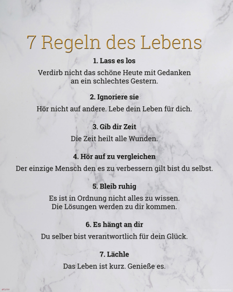 7 Regeln des Lebens - Mini-Poster - weiß Version 2