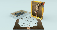 1000 Teile Puzzle - Puzzle - Giraffe mit Baby - der erste Kuss