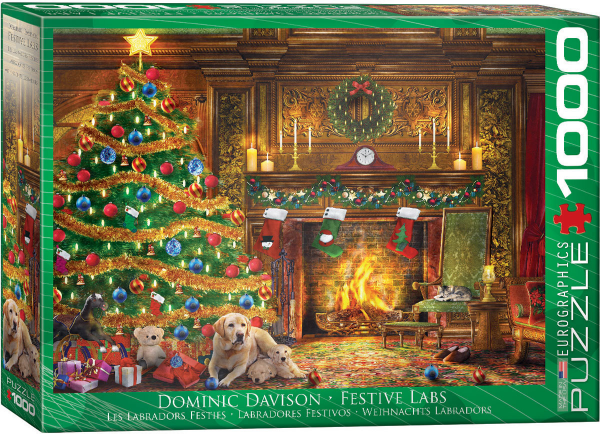 1000 Teile Puzzle - Puzzle - Festliche Weihnachten mit Labradors von Dominic Davison