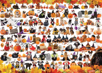 1000 Teile Puzzle - Puzzle - Halloween Welpen und Kätzchen