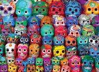 1000 Teile Puzzle - Puzzle - Tradidionelle Mexikanische Totenschädel zum Día de Muertos
