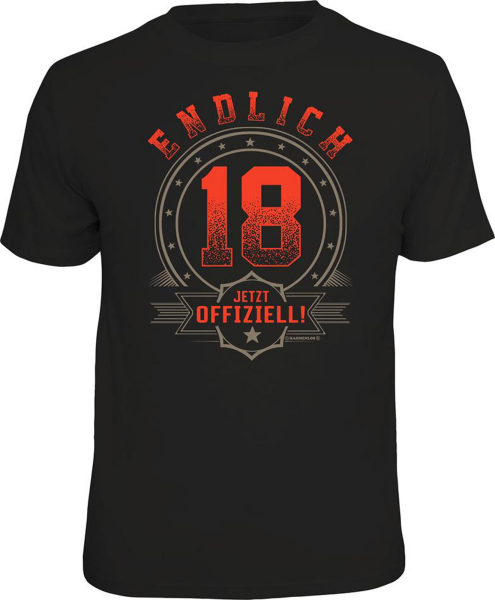 18 Jahre - endlich offiziell - T-Shirt Grössen S-M-L-XL-XXL - Fun Sprüche Shirt
