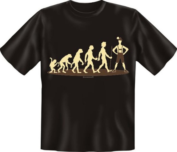 Evolution: Affe Lederhose - Fun T-Shirt, Grössen S-M-L-XL-XXL