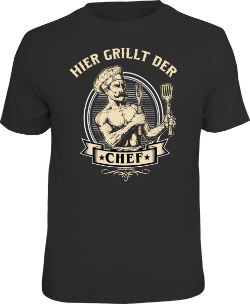 Grillen - Hier grillt der Chef - T-Shirt - Größe S M L XL XXL