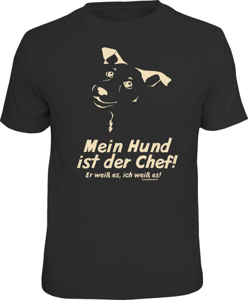 Hund - Chef weiß es - T-Shirt Grössen S-M-L-XL-XXL - Fun Sprüche Shirt