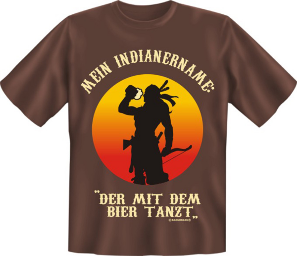 Indianername Der mit dem Bier - Fun T-Shirt, Grössen S-M-L-XL-XXL