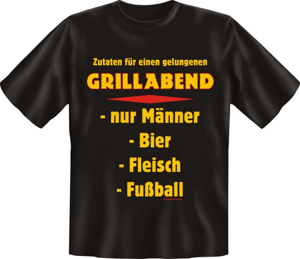 Zutaten für einen Grillabend - Fun T-Shirt, Grössen S-M-L-XL-XXL