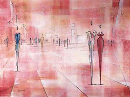 Neumark, Joram - Kunstdruck - Squares Of The City I (Cherry)