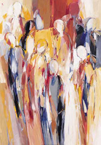 Haslinger, Karin R. - Kunstdruck - Menschen im Licht I