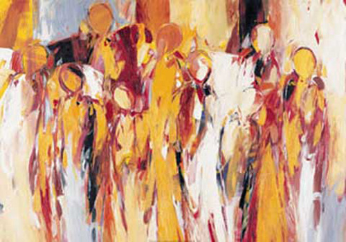 Haslinger, Karin R. - Kunstdruck - Menschen im Licht II