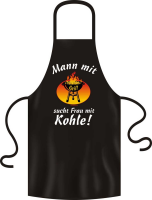 Frau mit Kohle BBQ Grill - Grillschürze - Schürze