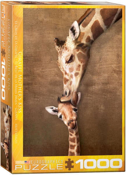1000 Teile Puzzle Giraffe mit Baby der erste Kuss