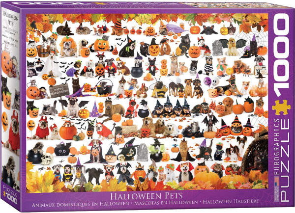 1000 Teile Puzzle Halloween Welpen und Kätzchen