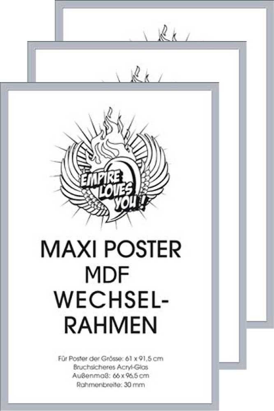 Rahmen Maxi 61x91,5 cm - Wechselrahmen - 3er-Set Profil: 3 cm MDF silber