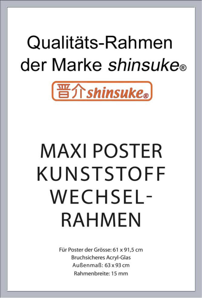 Rahmen Maxi 61x91,5 cm - Wechselrahmen - 15mm Kunststoff silber