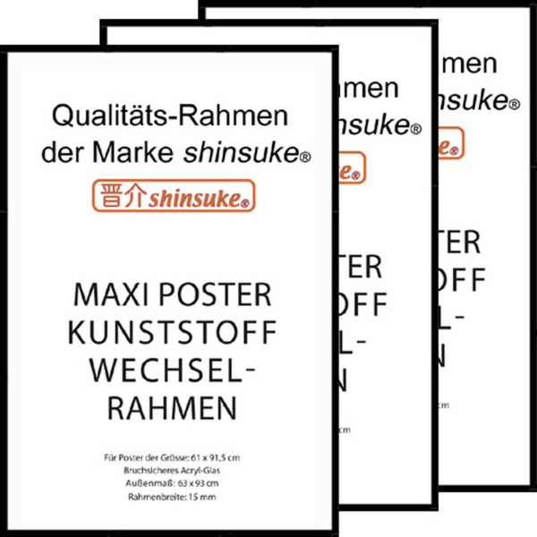 Rahmen Kunststoff Maxi 61x91,5 - Wechselrahmen - 3er-Set schwarz