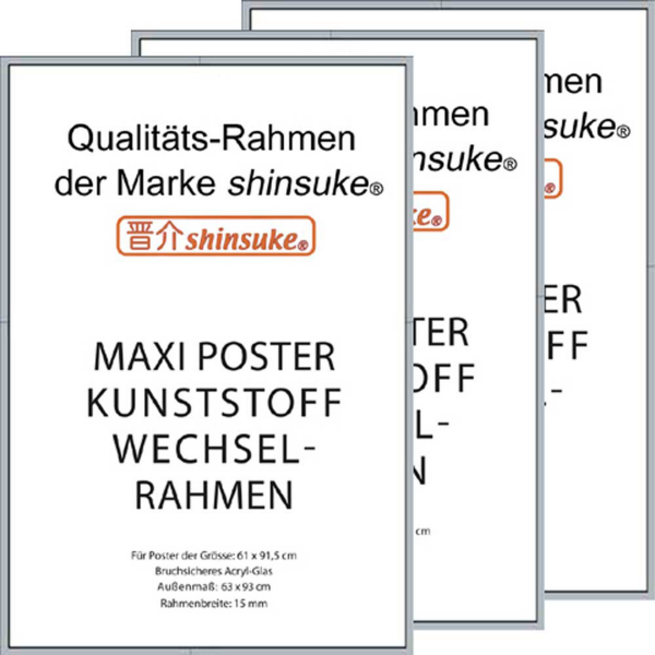 Rahmen Kunststoff Maxi 61x91,5 - Wechselrahmen - 3er-Set silber